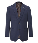 Skopes Fenton Ultimate Comfort Suit Tailored Jacket For Men in Navy Blue Square Check, 36S to 62L