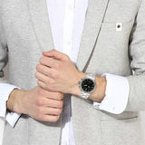 Timex Men's Silver Stainless Steel Watch, Black Dial | Tw2r38400