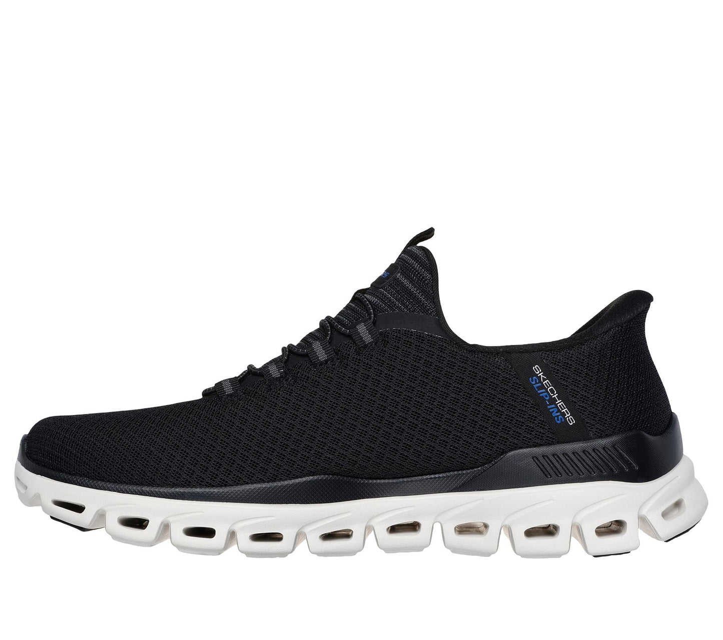 Skechers Slip On Sneaker Shoe For Men Glide-Step Noxus Slip-Ins Stretch Lace in Black, 5.5-13