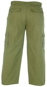 DUKE LONDON RELAXED FIT PURE COTTON 6 POCKET COMBAT/CARGO TROUSER IN KHAKI WAIST 42 TO 60" & INSIDELEG 30/32/34"