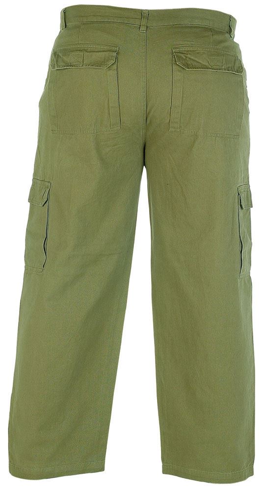 DUKE LONDON RELAXED FIT PURE COTTON 6 POCKET COMBAT/CARGO TROUSER IN KHAKI WAIST 42 TO 60" & INSIDELEG 30/32/34"