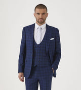 Skopes Men's Felix Slim Fit Check Jacket in Blue 38 to 48 Short to Long