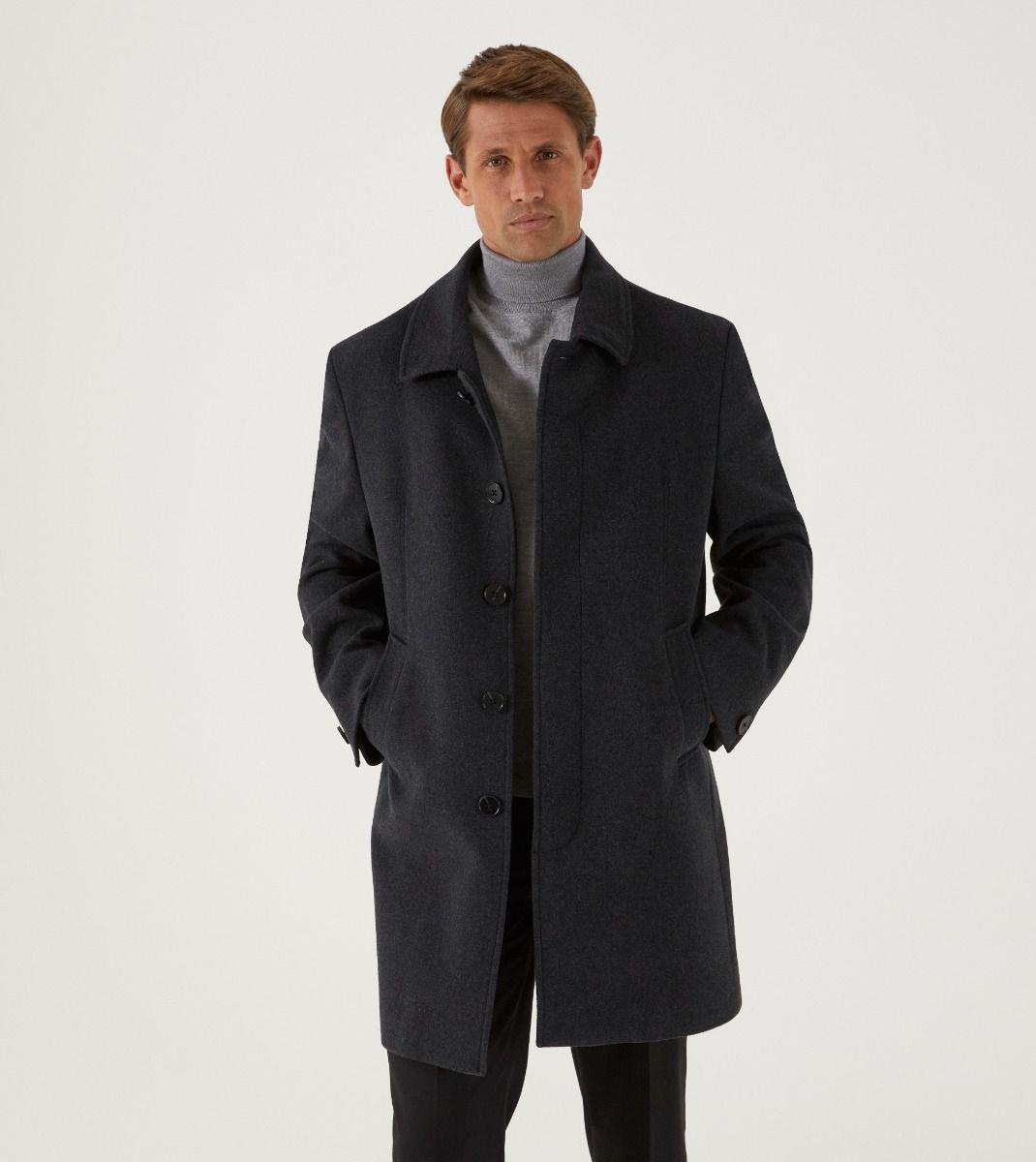 Skopes Men's Plus Size Wool Blend Overcoat In Charcoal Size Small To 4Xl