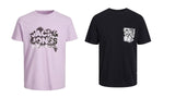 Jack & Jones Twin Pack Short Sleeve Printed Tee Size 1XL