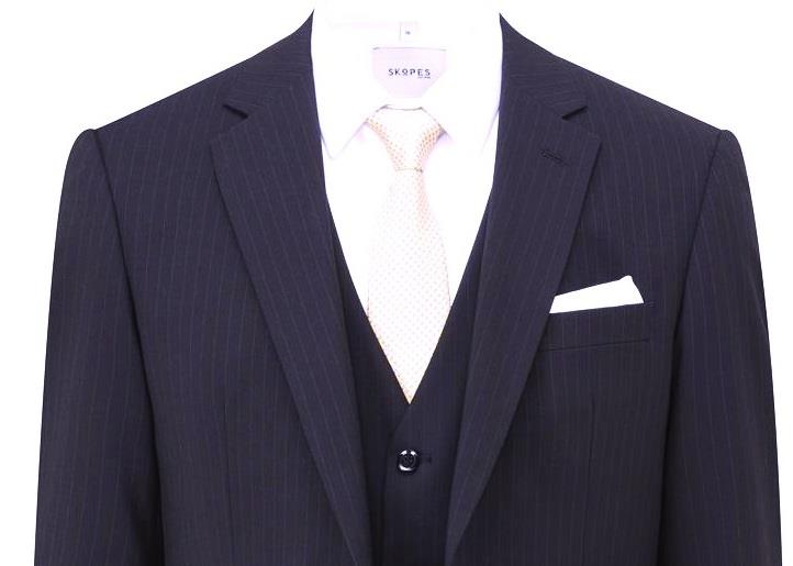 Skopes Men's Wool Blend Navy Stripe Formal Suit Jacket Size 44 - 72