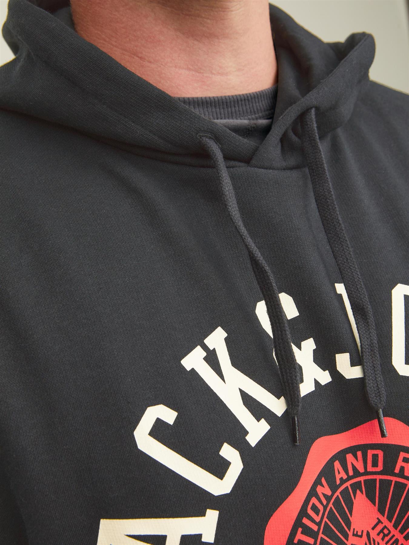 Jack & Jones Men's Plus Size Cotton Rich Pullover Hooded Top  Size XL To 6XL  Navy & Black