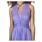 Gorgeous Original 1970's Vintage Purple Halter Neck Maxi Dress UK 8 - 10