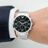 Emporio Armani Men's Watch Stainless Steel Silver Strap With Black Dial AR11208 Giovanni