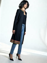 Original Vintage 1970's Black Boho / Hippie Wool Coat UK 8 - 12