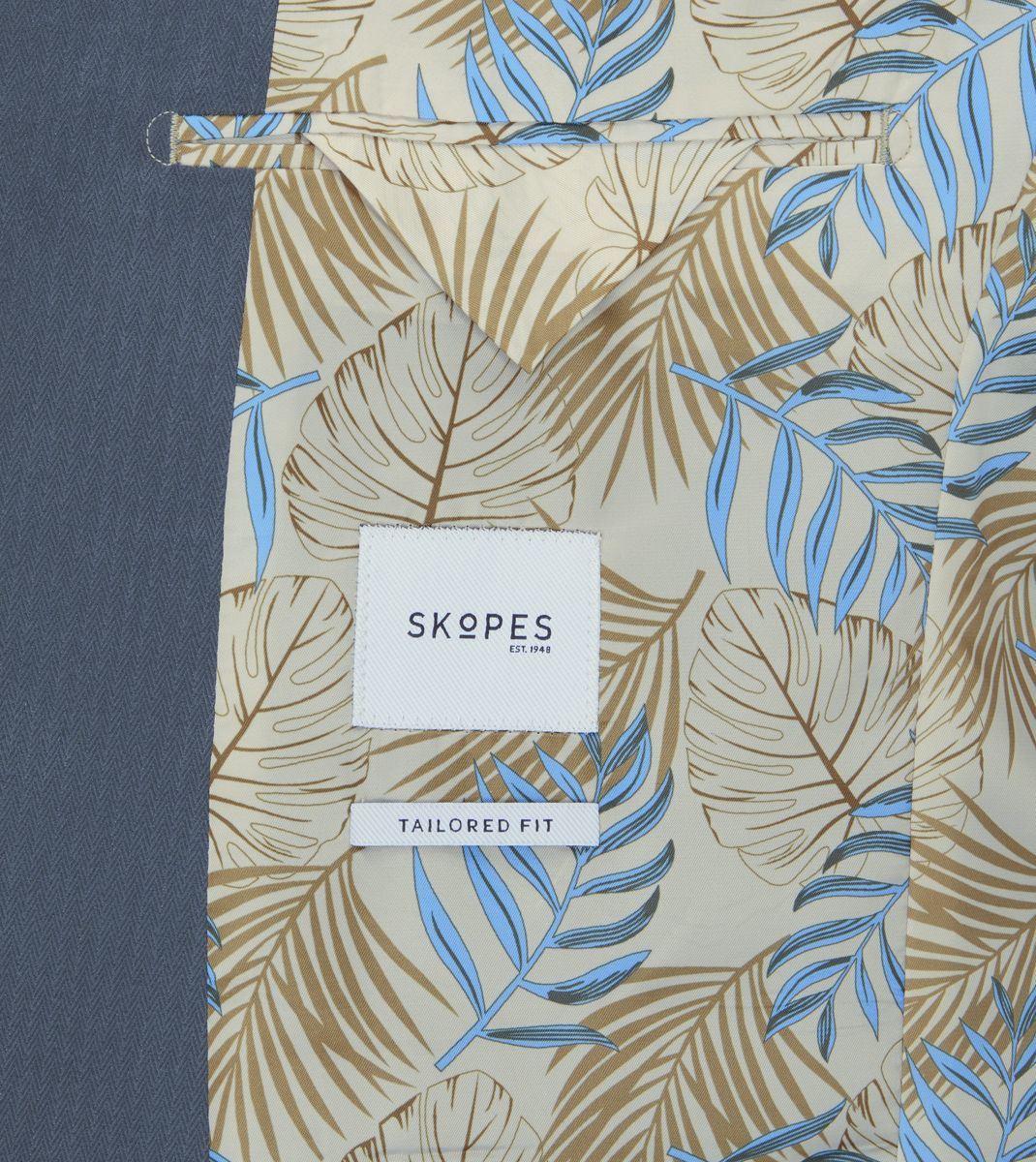 Skopes Tailored Fit Padua Jacket For Men in Blue Herringbone, 36S-62L