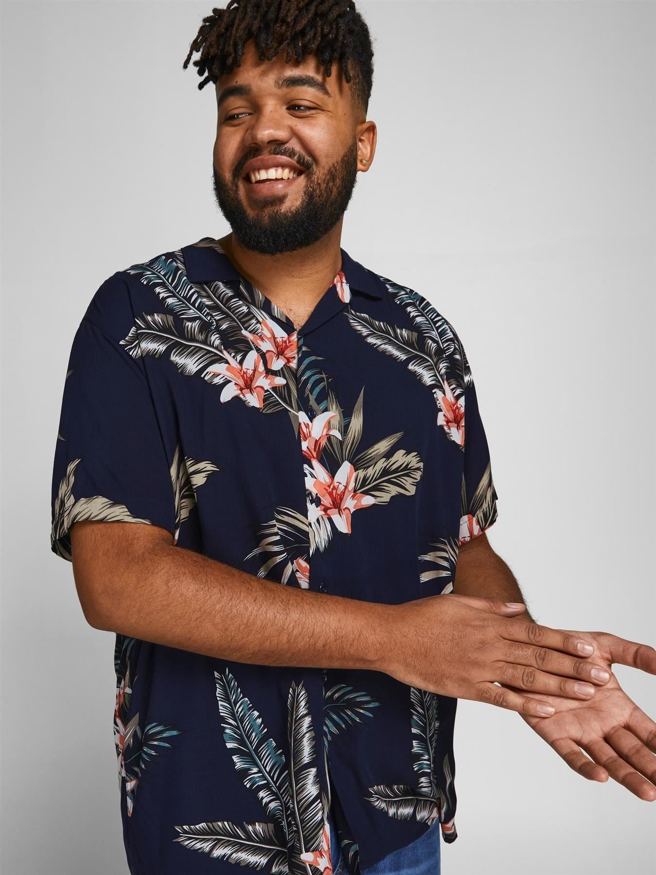 Jack & Jones Big & Tall Fit Size Men's Floral Short Sleeve Shirt In Soft Touch Viscose Size 1XL-6XL, 2 Colours