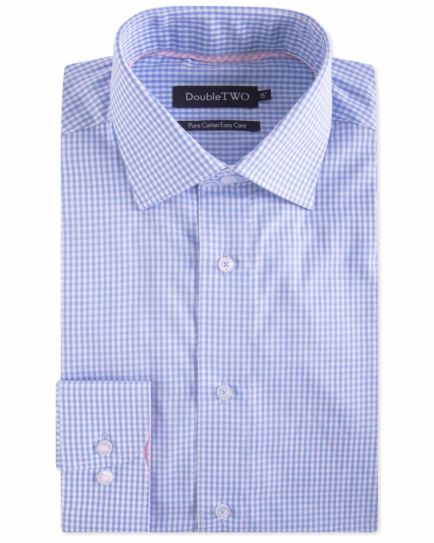 Double Two Mens Big Size Pure Cotton Easy Care LS Formal Shirts (SAW19)