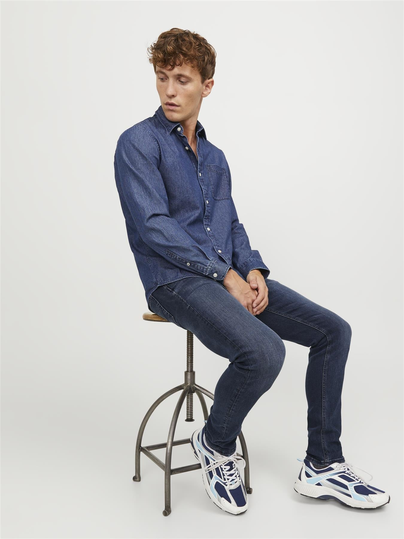 Jack & Jones Slim Fit Jeans For Men - JJIGLENN JJORIGINAL CB 812 NOOS in Blue Denim, 28W-38W