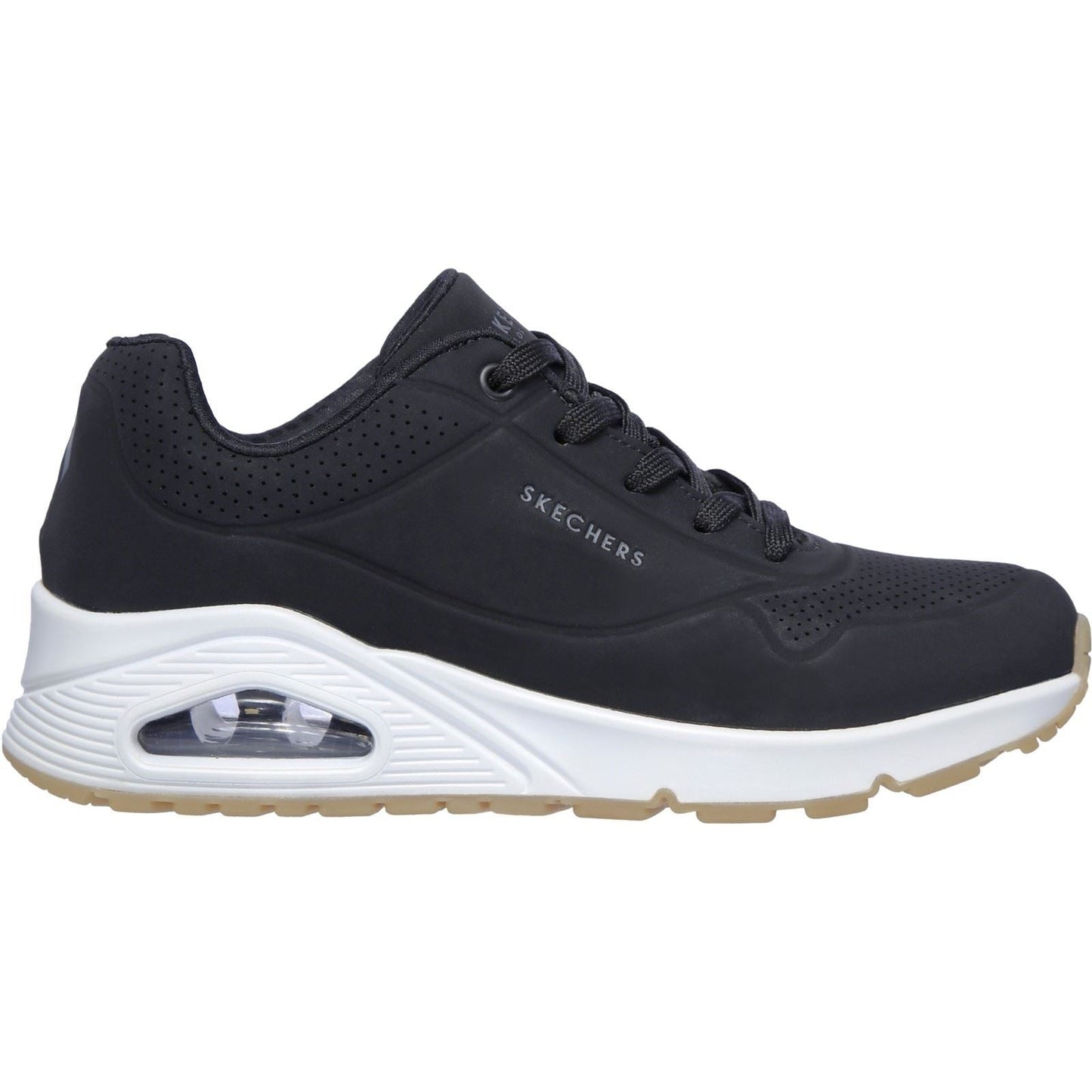 Skechers (GAR73690) Ladies Sports Uno Stand On Air in Black and White Size 2-8