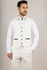 AK-24 - Men's White 3 Piece Velvet Wedding Tuxedo Suit