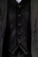AK-26 - Men's Black 3 Piece Velvet Wedding Tuxedo Suit