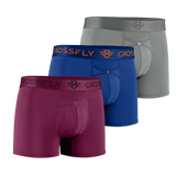 3-pack: IKON Men's 3" Trunks - Plum + Italia + Charcoal