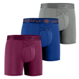 3-Pack: IKON Men's 6" Boxers - Plum / Italia / Charcoal