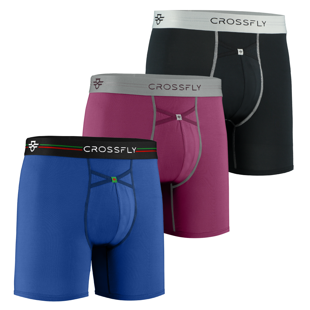 3-pack: IKON X Men's 6" Boxers - PlumGrey / Italia / BlkSilver
