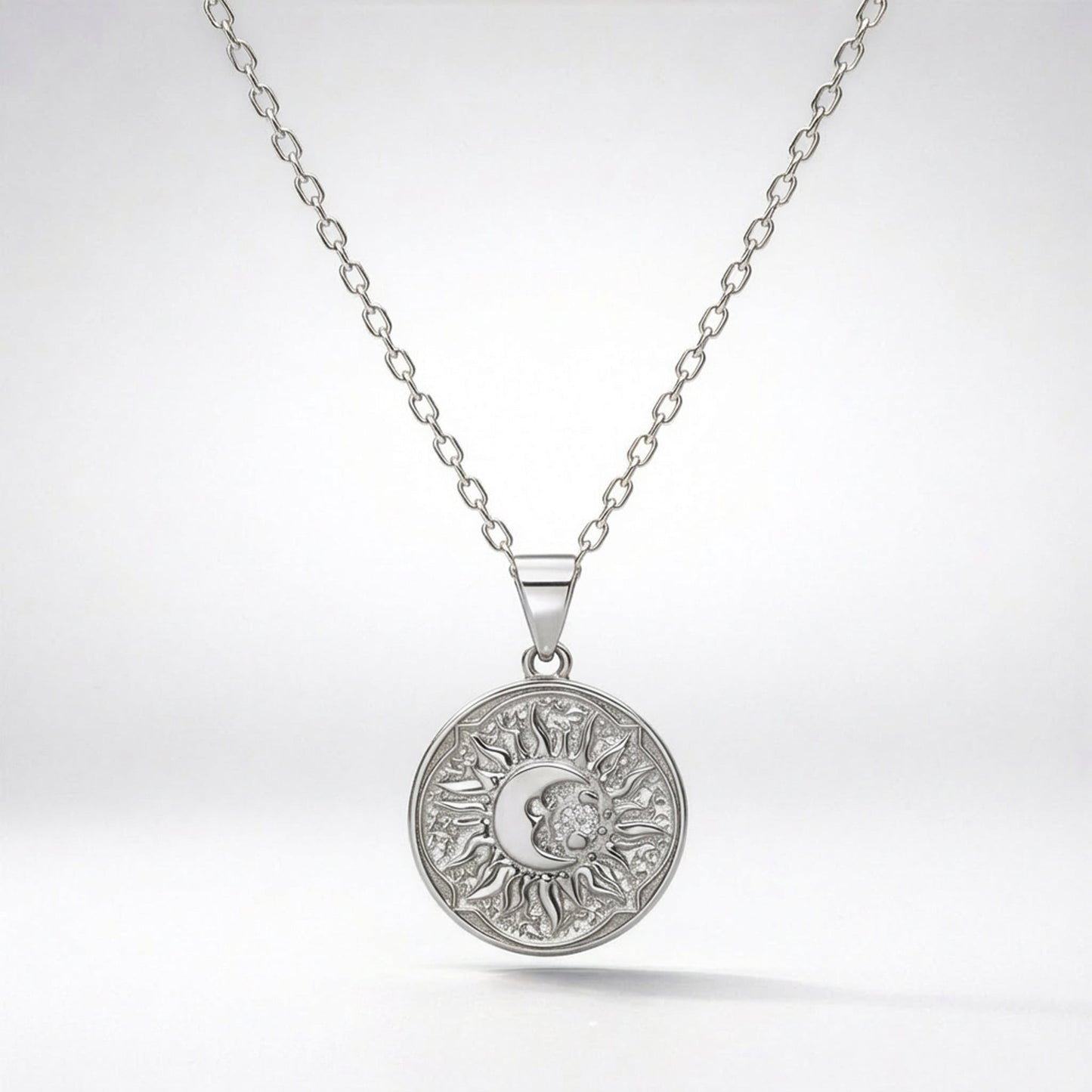 Alba Sun Coin Necklace | Silver