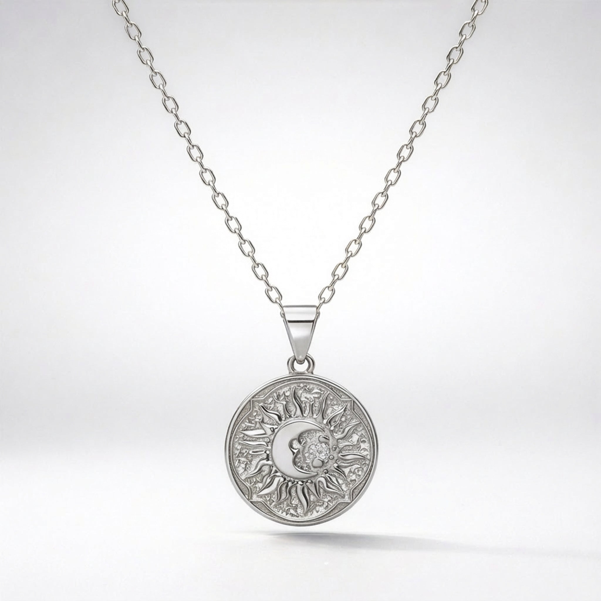 Alba Sun Coin Necklace | Silver