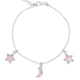 Amelia Rose Quartz Star & Moon Charm Bracelet | 925 Sterling Silver