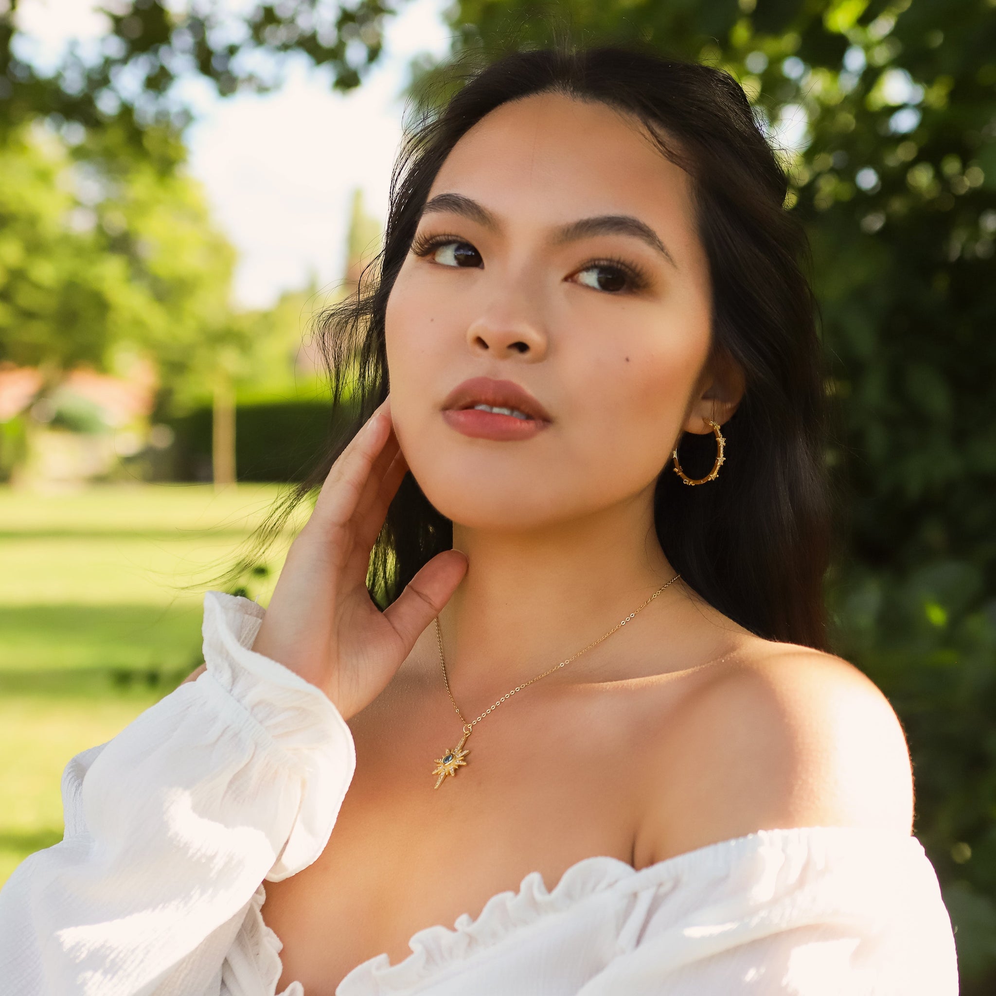 Aneira Star Hoop Earrings | 18K Gold Plated