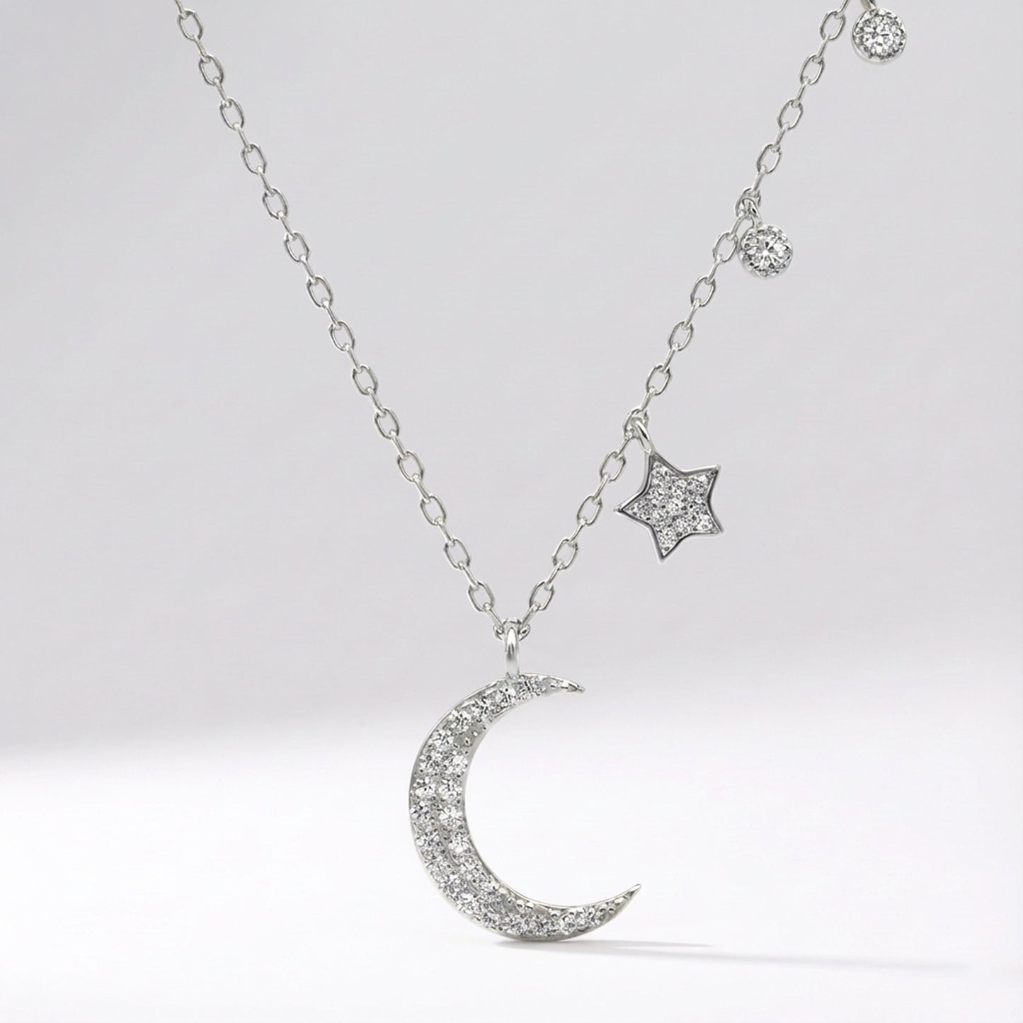 Ariya Moon & Star Charm Necklace | Silver