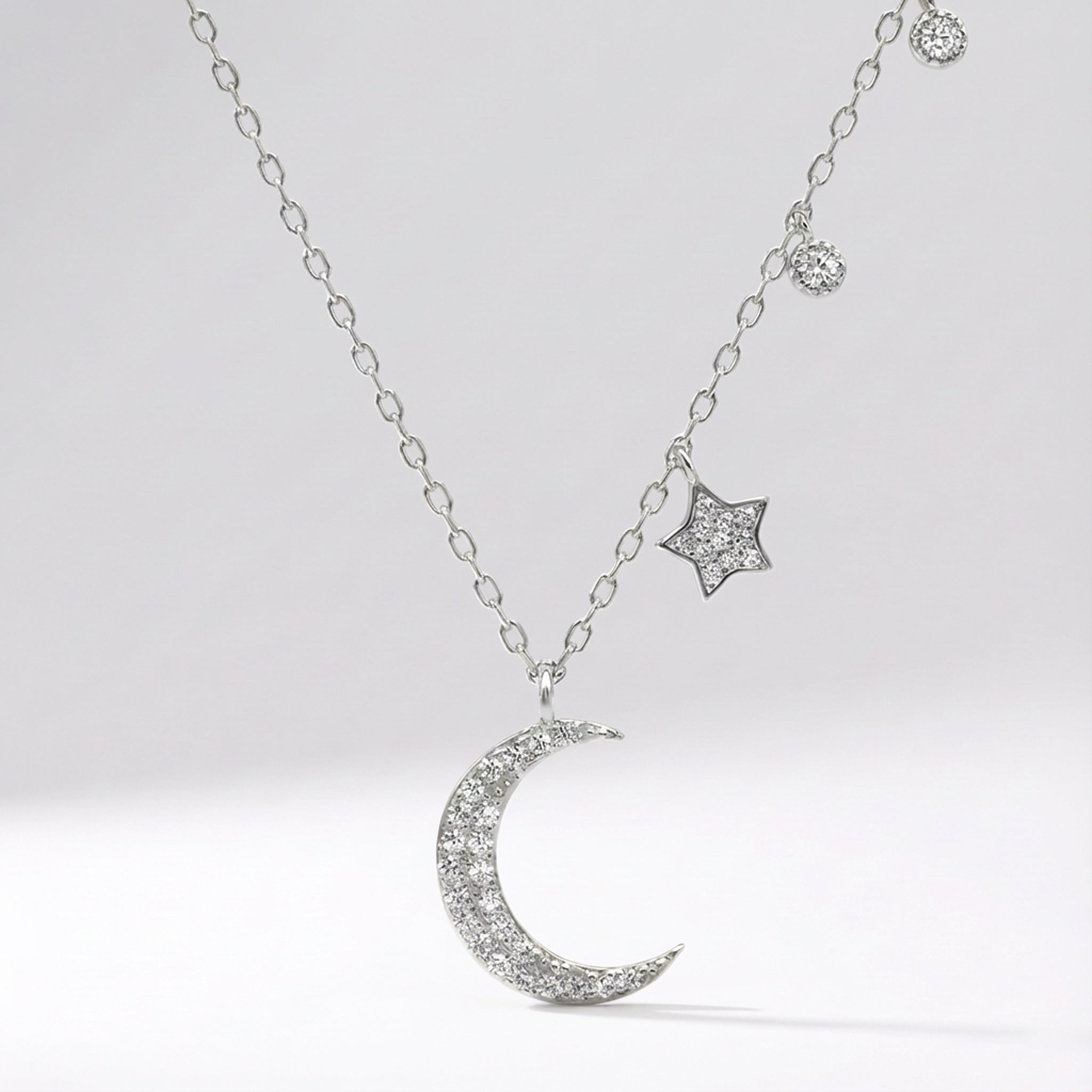 Ariya Moon & Star Charm Necklace | Silver