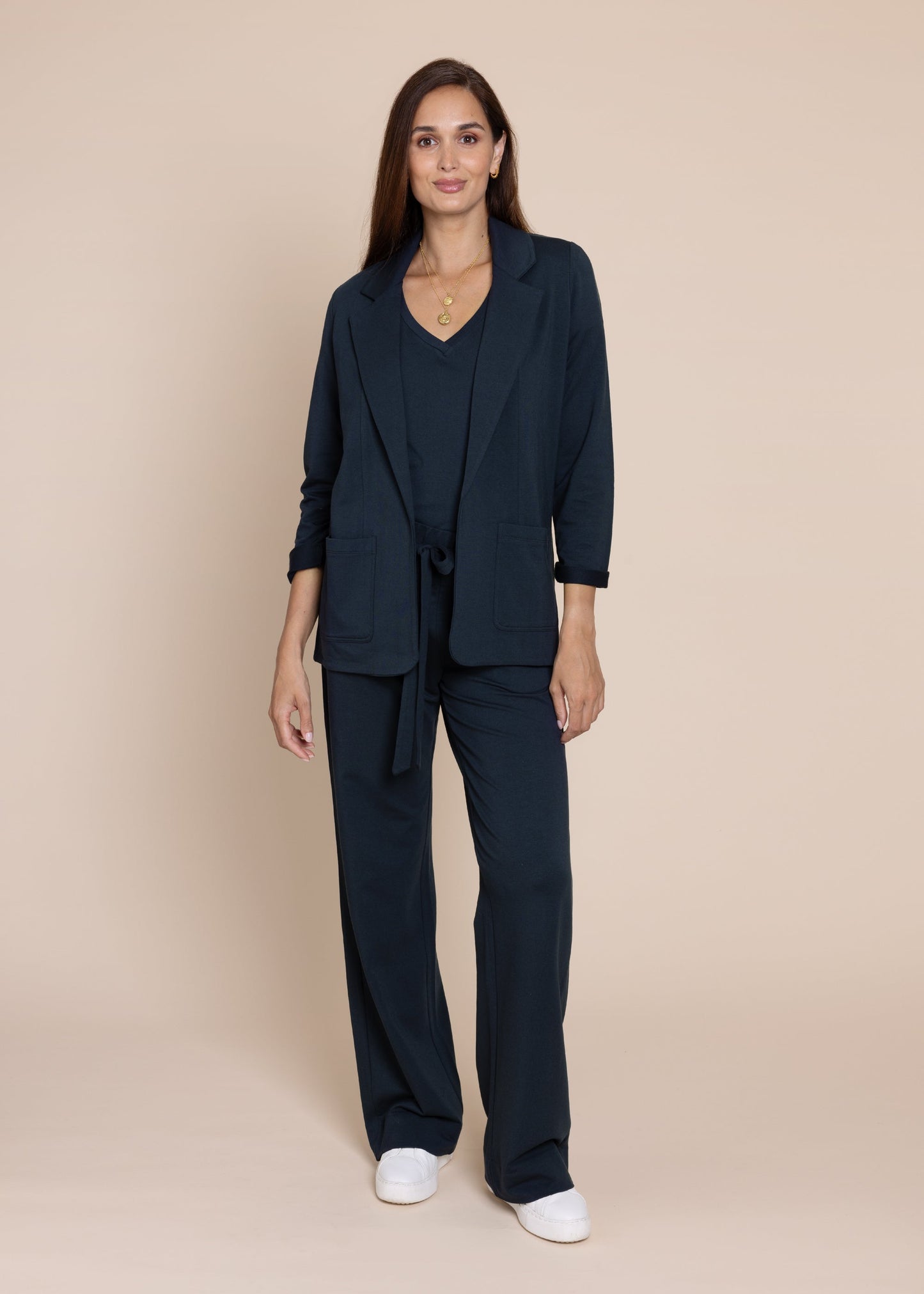 GODDESS wide leg trousers, navy