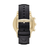 Emporio Armani Men's Watch Black Leather Strap & Black Dial With Yellow Gold Case AR1917 Luigi