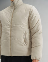 Cream Mock Neck Puffer Jacket
