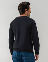Modern Panelled Black Fleece Sweatshirt