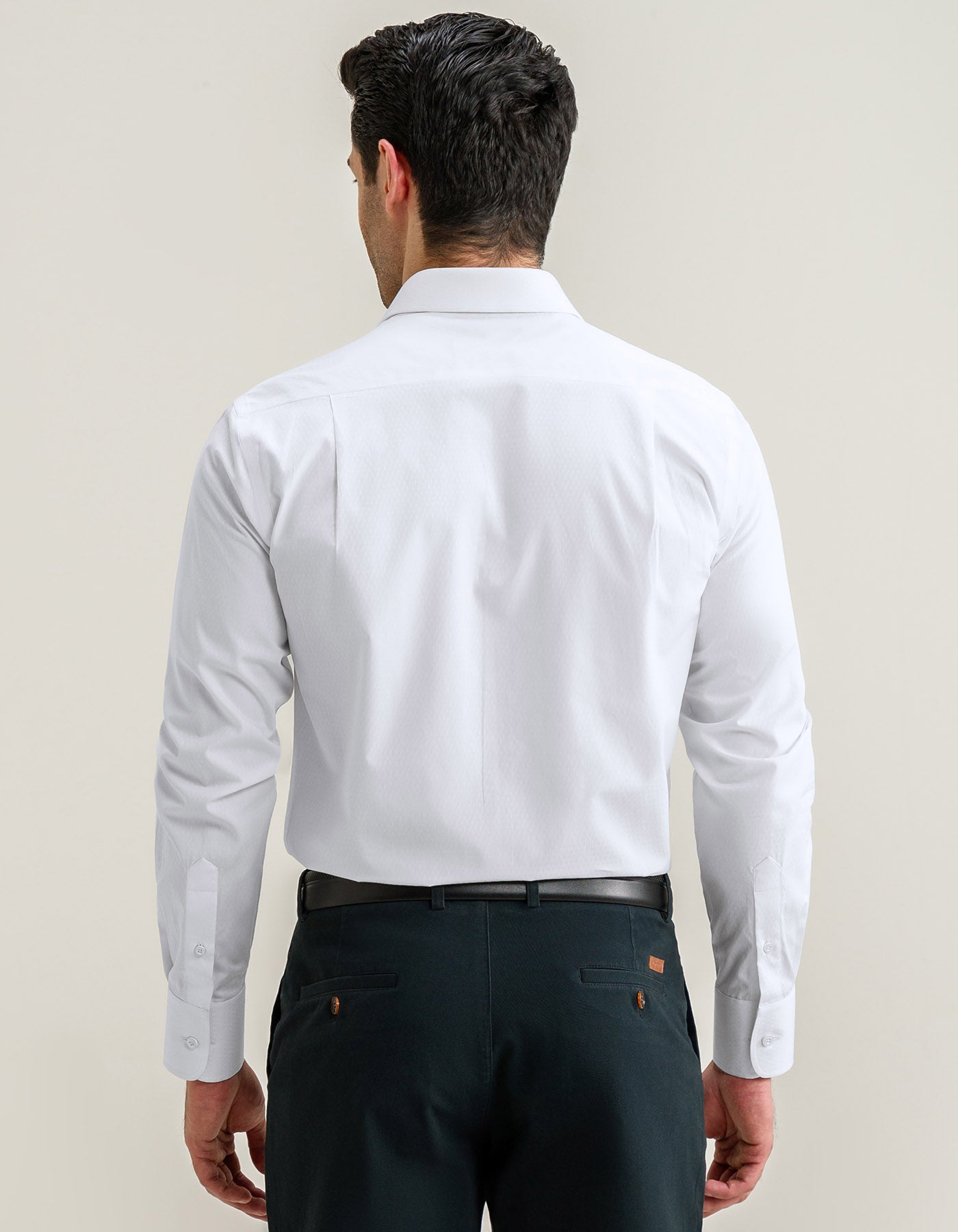 Self Textured White Formal Shirt