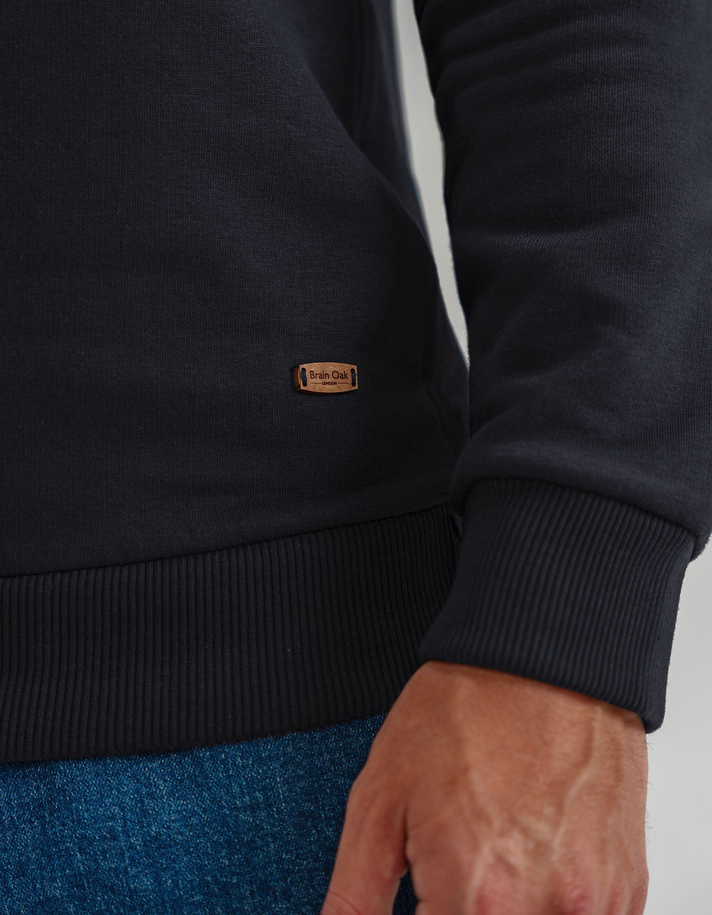 Modern Panelled Black Fleece Sweatshirt