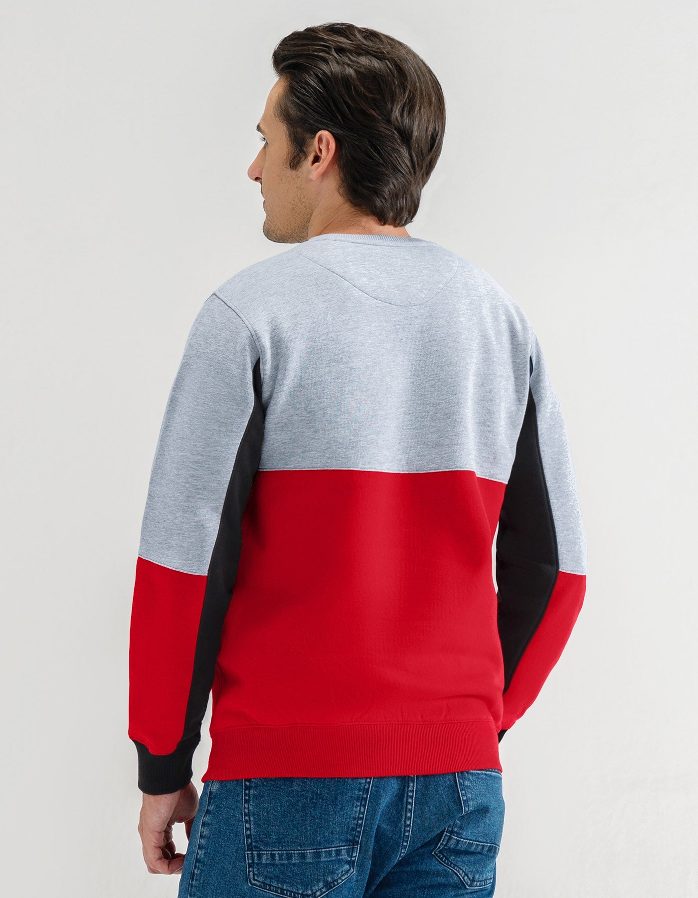 Heather Grey and Red Colour Block Sweatshirt