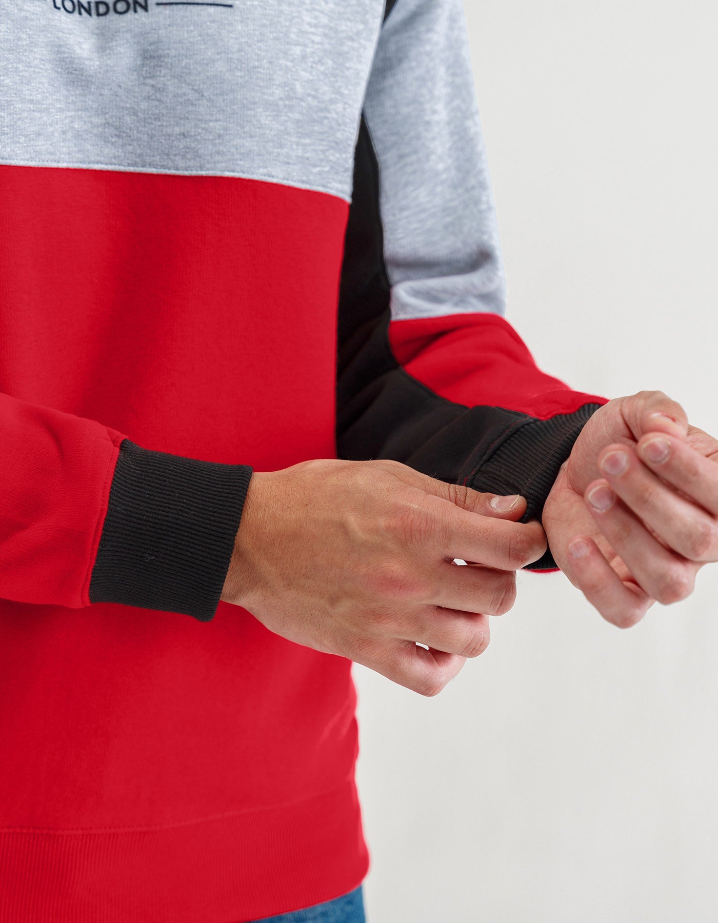 Heather Grey and Red Colour Block Sweatshirt