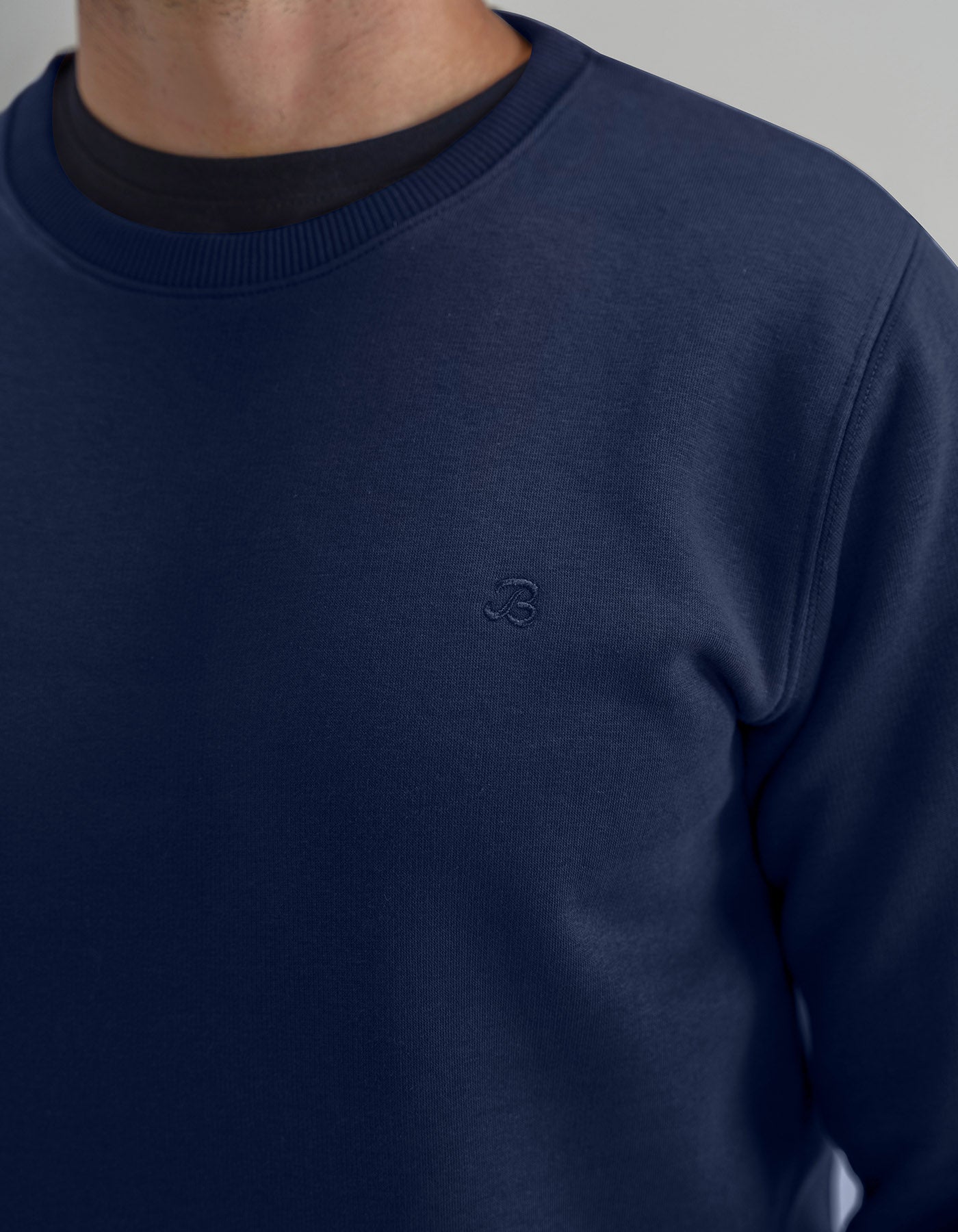 Navy Crew Neck Fleece Sweatshirt