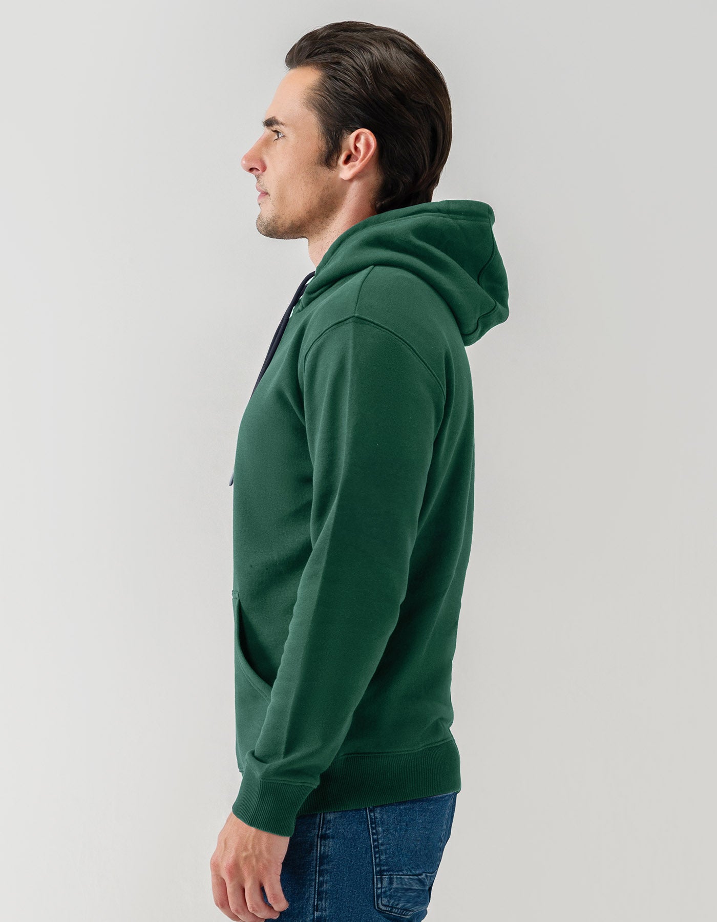 British Green Plain Pullover Fleece Hoodie
