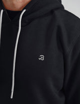 Black Plain Pullover Fleece Hoodie