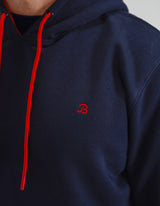 Navy and Red Fleece Pullover Hoodie