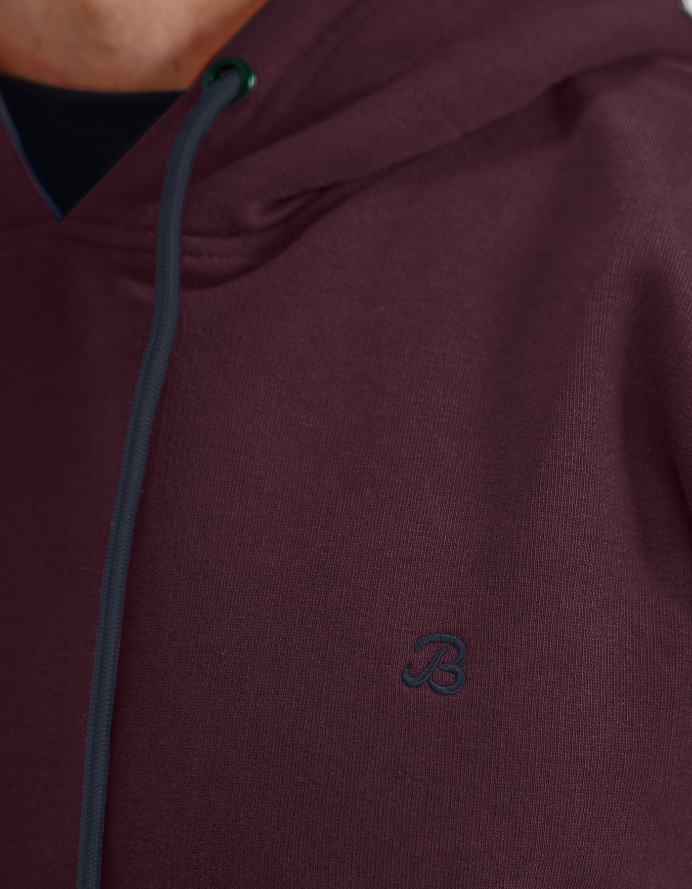 Maroon Plain Fleece Pullover Hoodie