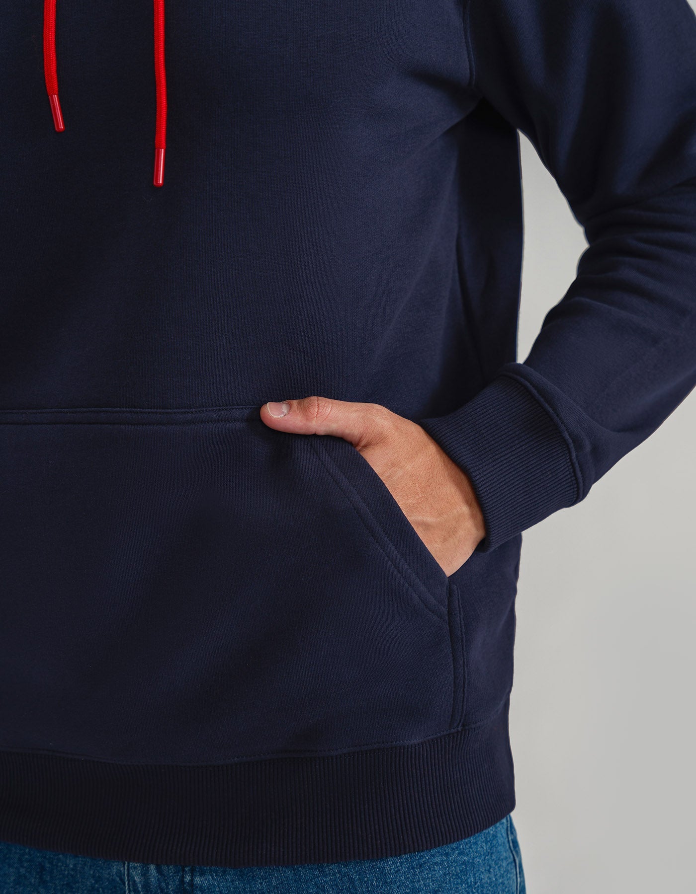 Navy and Red Fleece Pullover Hoodie