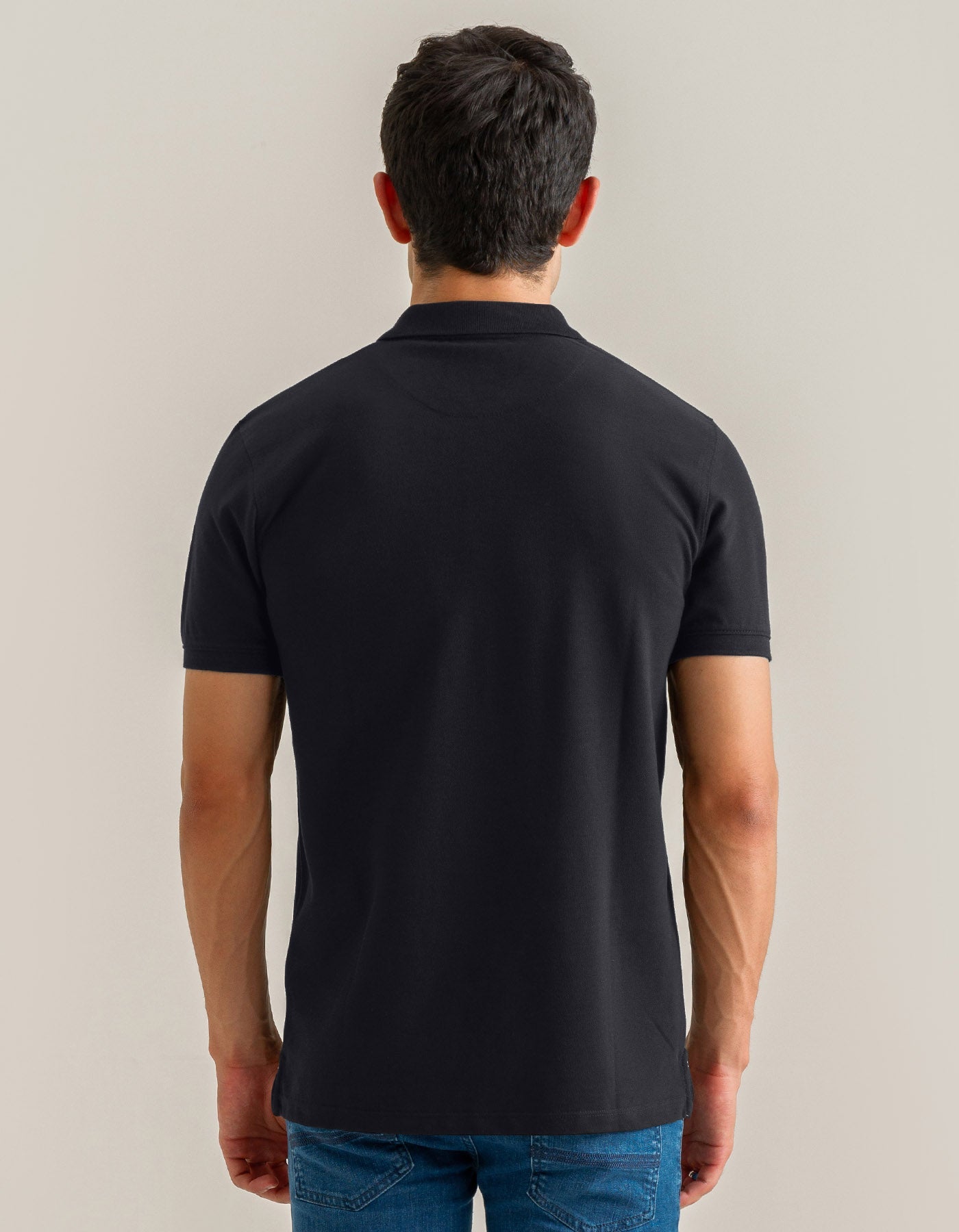 Plain Black Pique Polo