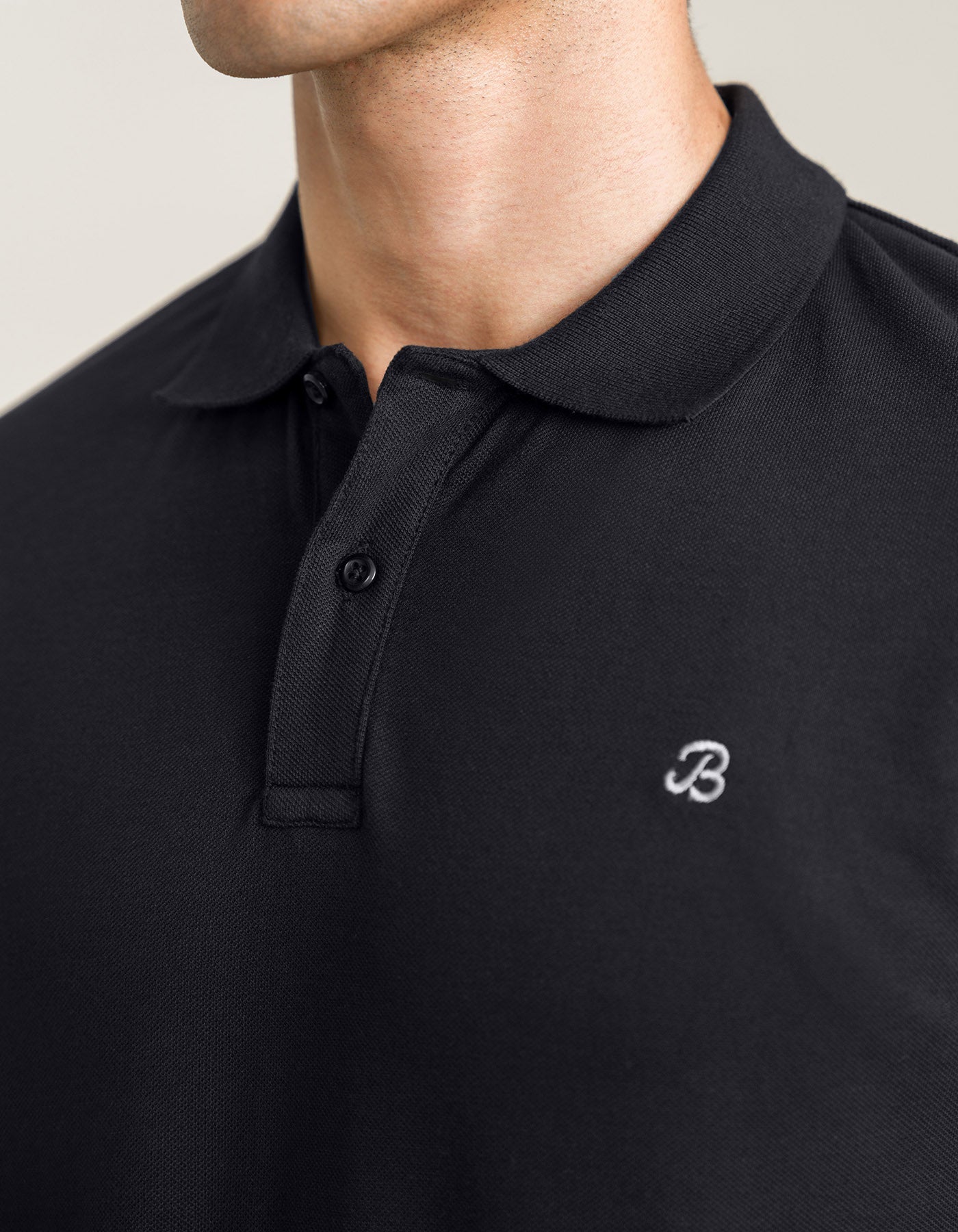 Plain Black Pique Polo