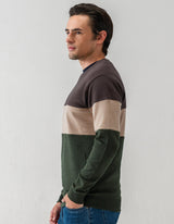 Textured Colour Block Sweatshirt – Brown