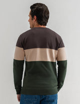 Textured Colour Block Sweatshirt – Brown