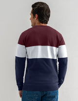 Textured Colour Block Sweatshirt – Maroon