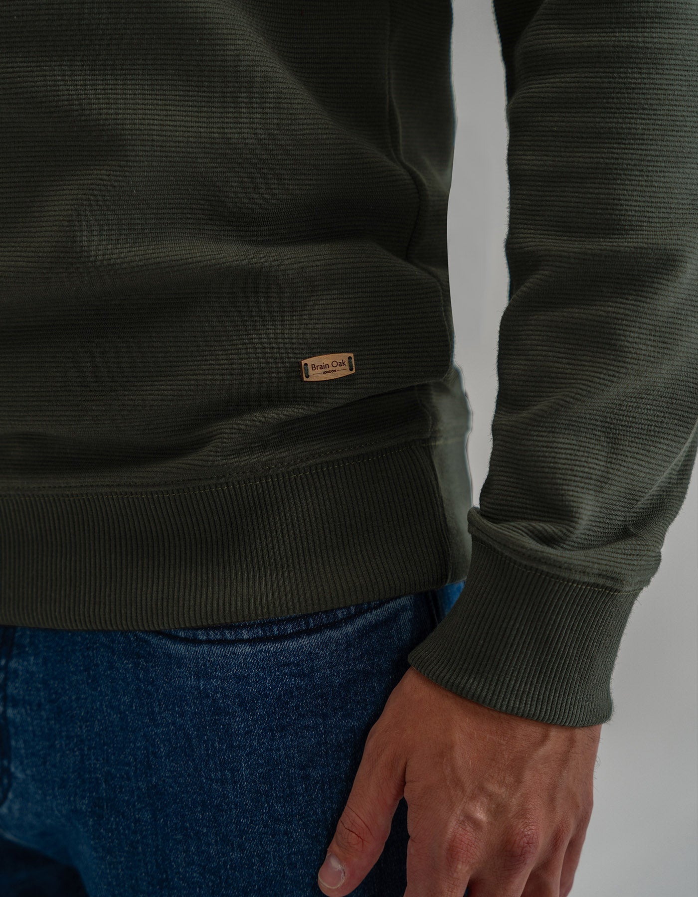 Textured Colour Block Sweatshirt – Brown