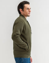 Olive Textured Mock Neck Zipper